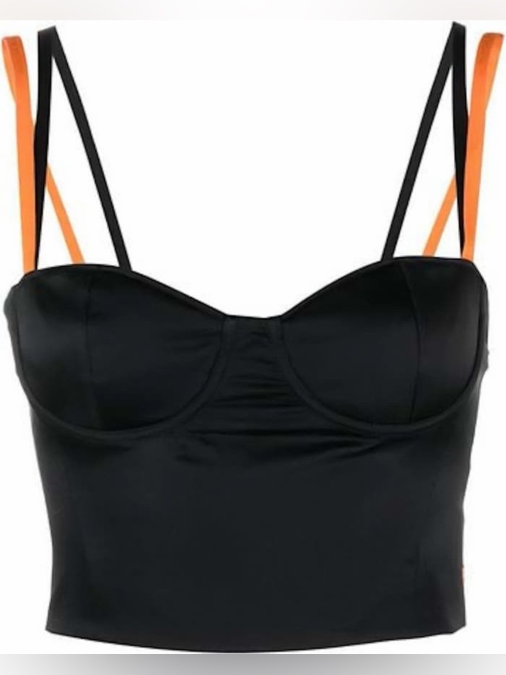 Heron Preston Black Corset Crop Top with Orange Straps Size 38 BNWT